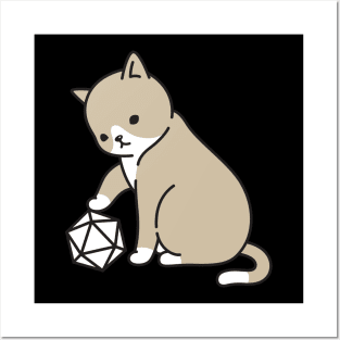 Polyhedral D20 Dice and Cats Posters and Art